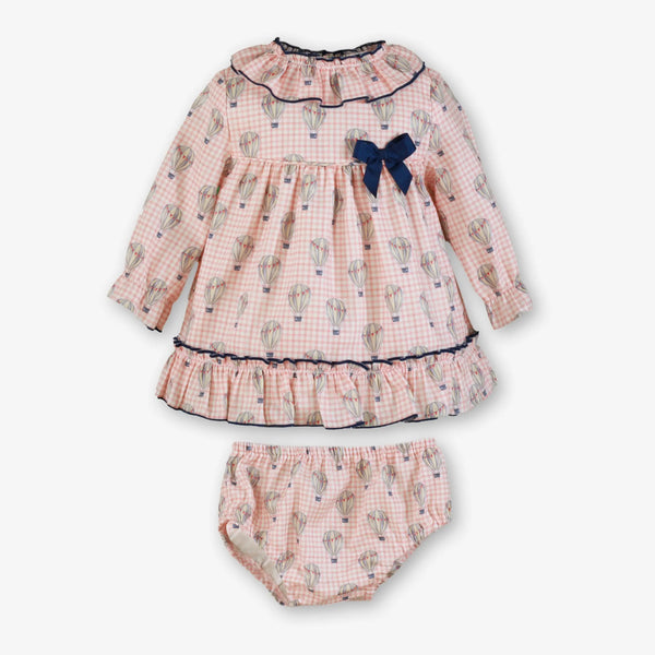 Vestido y Pololo Bebé Floral Rosa - frente