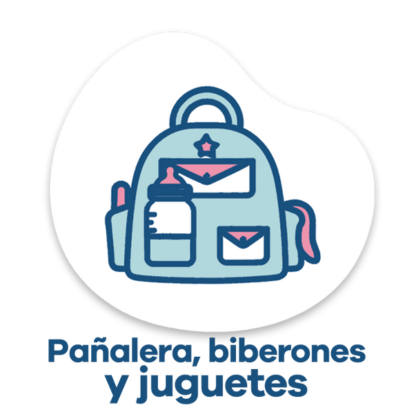 Pañaleras, biberones y juguetes