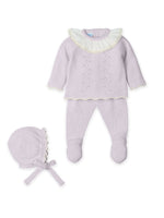 Conjunto 3 Piezas Canesú Cuello Popelín Bolillo Malva