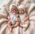 Muñecas Reborn Gemelas Baby Mia y Baby Lia 13" Silicón Sólido 100%