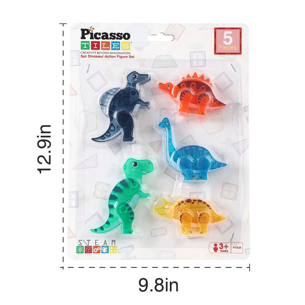 PicassoTiles 5pc Dinosaurio Figura de Acción de Juguetes