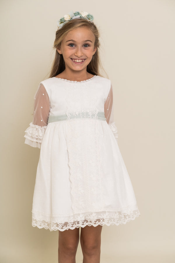 Vestido Etamin Pajarita Encaje