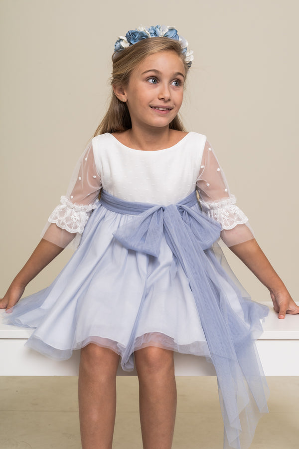 Vestido Tul Bicolor Azul