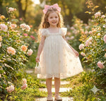 Flower Girl Dress Butterflies Beige