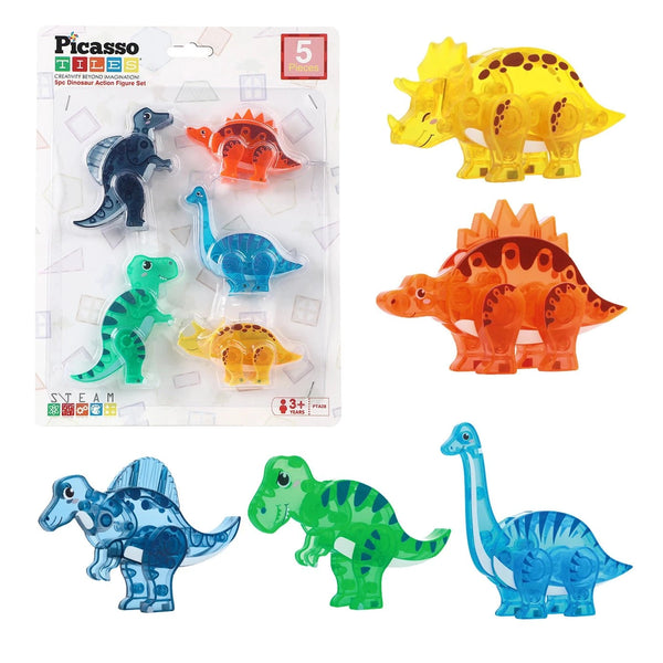 PicassoTiles 5pc Dinosaurio Figura de Acción de Juguetes