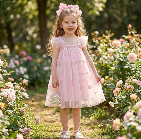 Flower Girl Dress Butterflies Pink