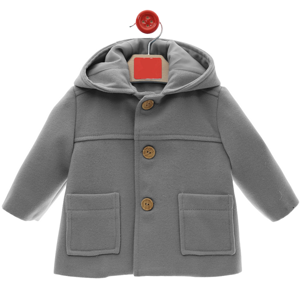 Trenca Bebé con Capucha Paño Gris