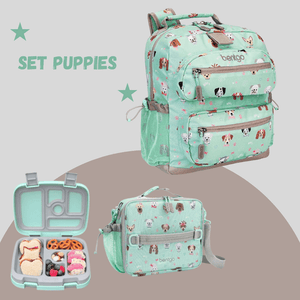 BENTGO Set 3 piezas Backpack , lonchera y lunch box Puppies