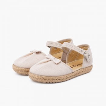 Calzado Alpargata con Lacito Pala Fruncida Beige