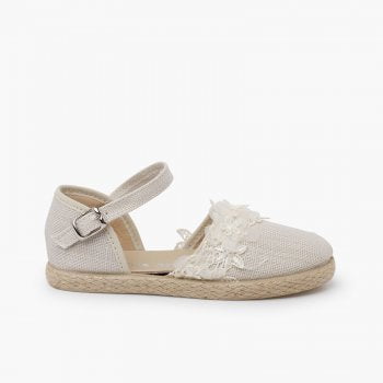 Calzado Alpargata Puntillas Ceremonia Beige