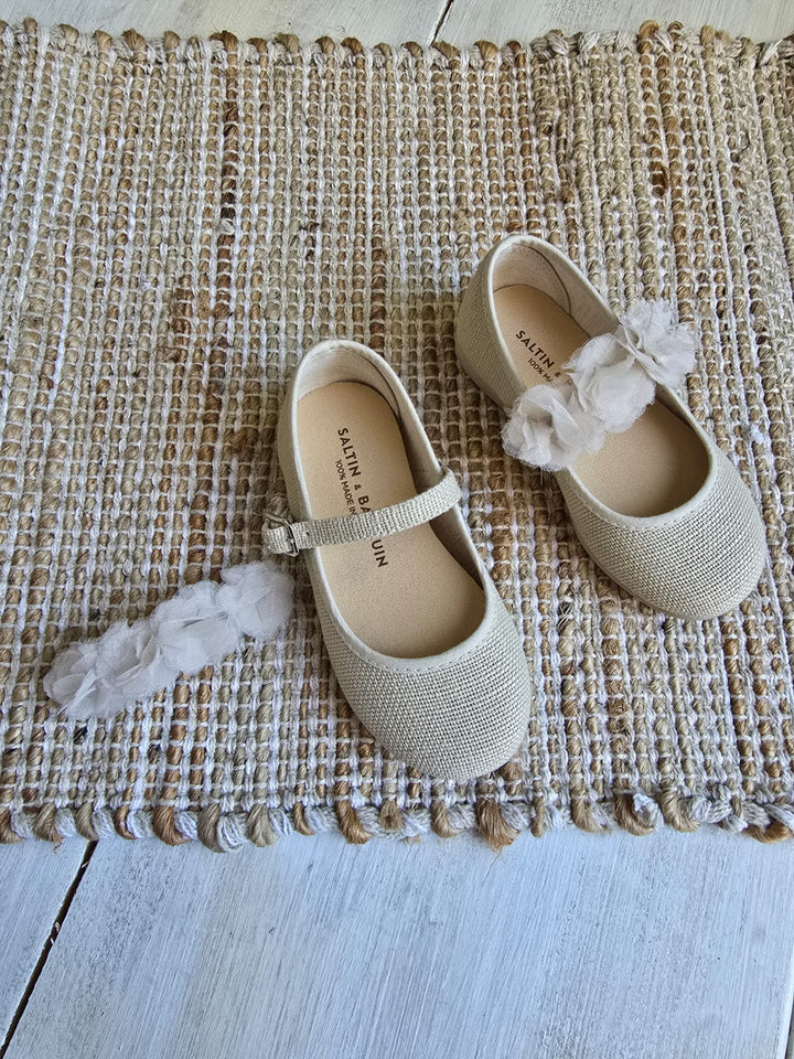 Calzado Mercedita Lino Flores con Hebilla Hielo