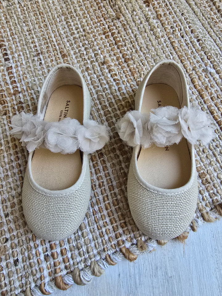 Calzado Mercedita Lino Flores con Hebilla Hielo