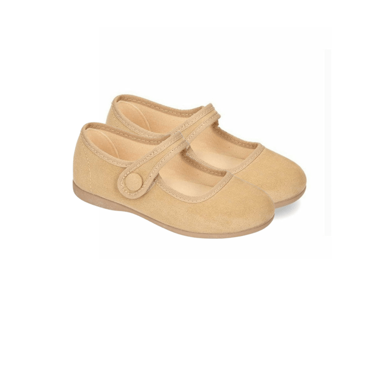 Calzado Mercedita Velcro con Botón Camel