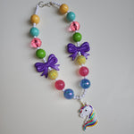 Bubble Gum Necklace Unicornio Rainbow