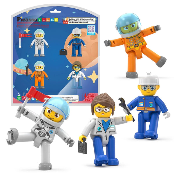 Conjunto de figuras de personajes de astronautas de 4 piezas