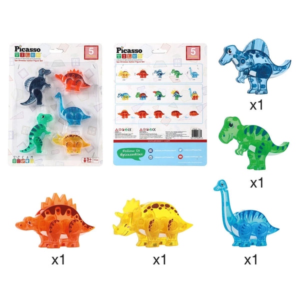 PicassoTiles 5pc Dinosaurio Figura de Acción de Juguetes