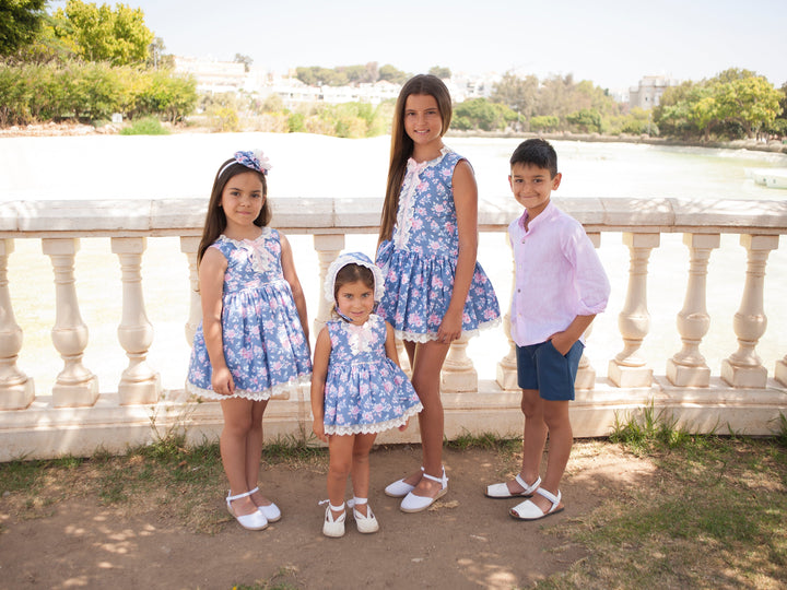 Jesusito con Capota y Braguita Florecitas Rosa Fondo Marino