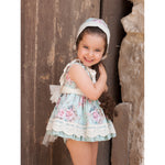 Jesusito con Capota y Braguita Flores Verde y Rosa