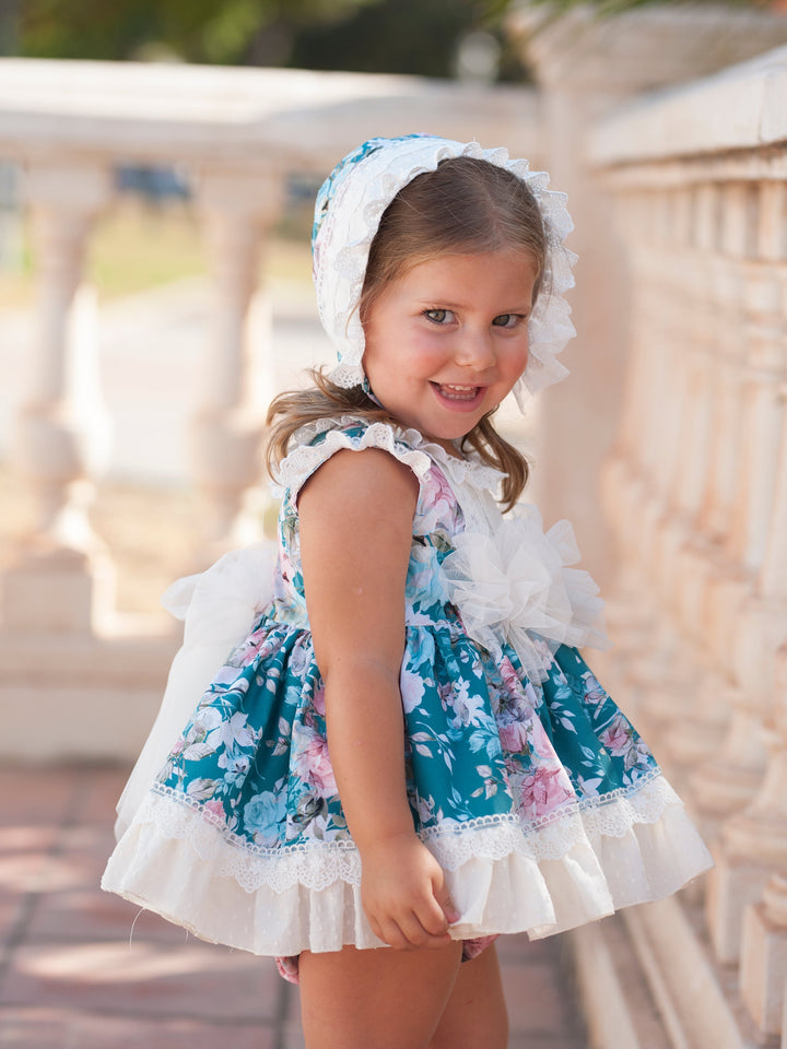 Jesusito con Capota y Braguita Rosas Fondo Esmeralda