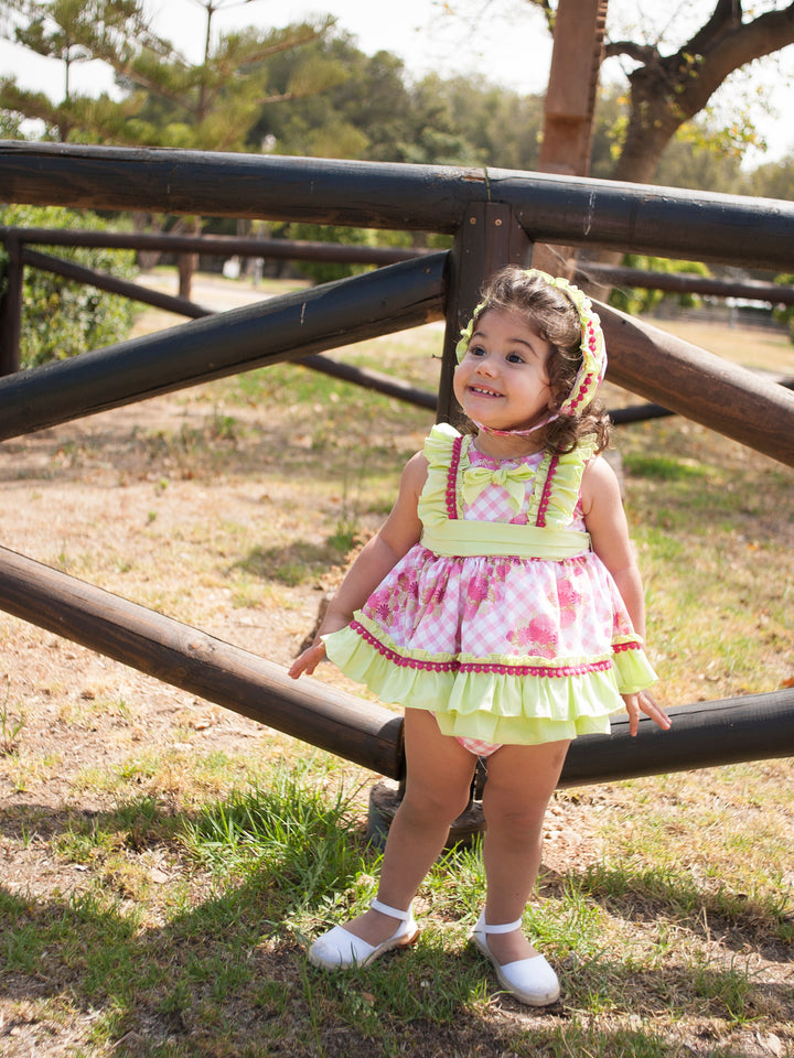 Jesusito con Capota y Braguita Vichy Rosa Flores