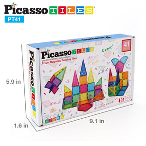 Juego de bloques de construcción magnéticos de prisma de 41 piezas PicassoTiles