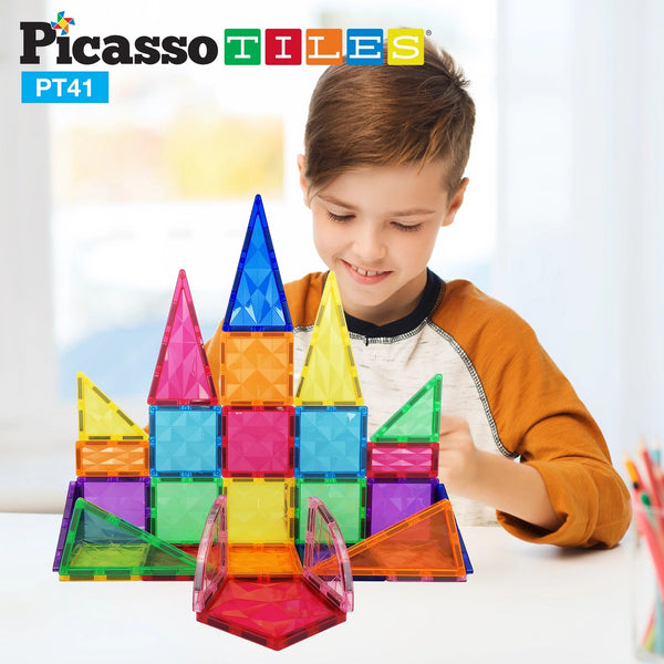 Juego de bloques de construcción magnéticos de prisma de 41 piezas PicassoTiles