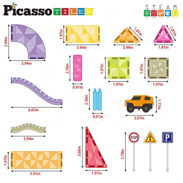 Juego de mosaicos magnéticos Race Track 60 piezas tamaño para viaje