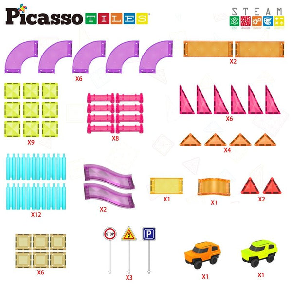 Juego de mosaicos magnéticos Race Track 60 piezas tamaño para viaje