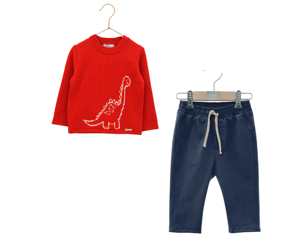 Set Suéter Dinosaurio Rojo