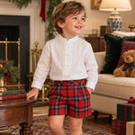 Set Escoses de Short y Camisa Niño Blanca Clásica