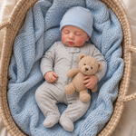 Muñeco Reborn Baby Santi in Blue Varon 20" Silicón Sólido 100%