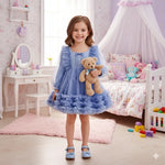 Winter Flower Girl Tutu Dress Blue