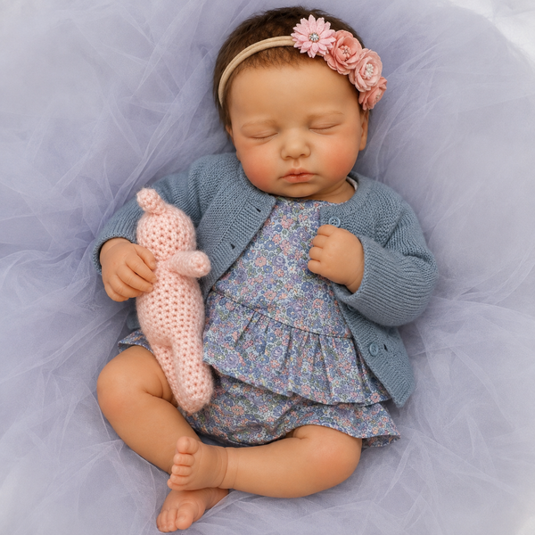 Muñeca Reborn Baby Sara Sweet Blue Pelo Recien Nacido 20" Silicón Sólido 100%