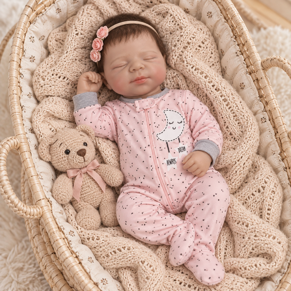 Muñeca Reborn Baby Amaranta Sweet Moon Pelo Recien Nacido 20" Silicón Sólido 100%