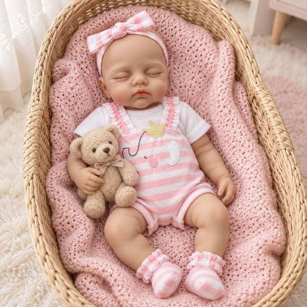 Muñeca Reborn Baby Alía Stripes 13" Silicón Sólido 100%