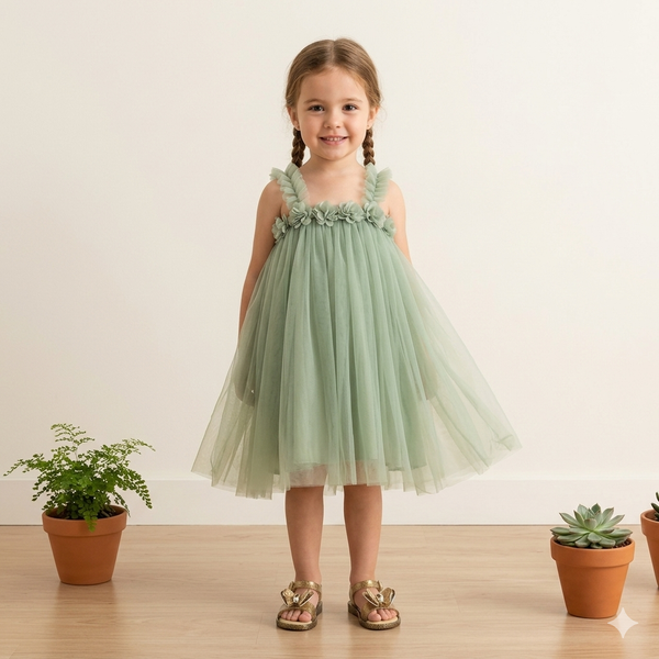 Flower Girl Dress Green Mint (No incuye diadema)