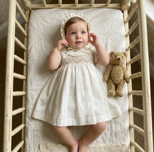 Vestido Punto Smock Siena Ceremonia con Capota