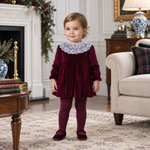 Vestido Bebé Terciopelo Burdeos