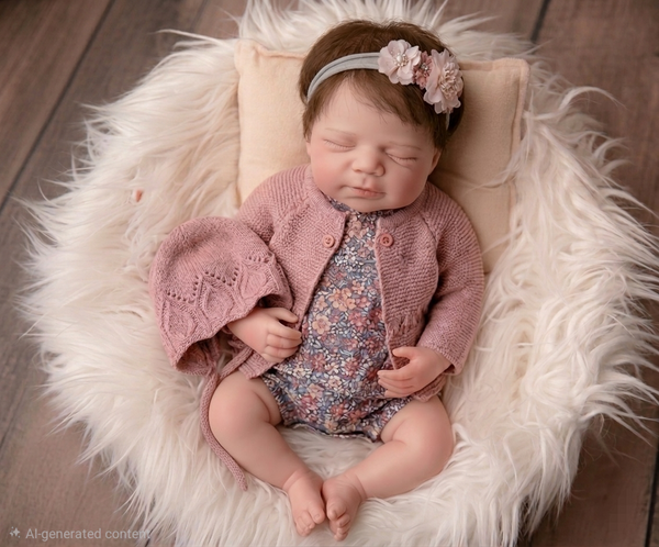 Muñeca Reborn Baby Valentina Pink Flowers 20" Silicón Sólido 100%