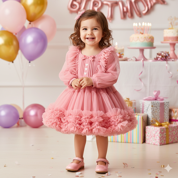 Winter Flower Girl Tutu Dress Pink