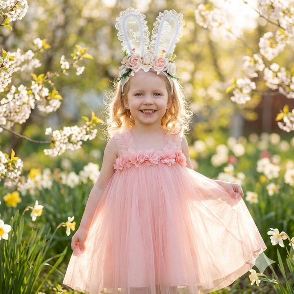 Flower Girl Dress Light Pink(No incuye diadema)