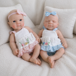 Muñecas Reborn Gemelas Baby Victoria y Baby Olivia 13" Silicón Sólido 100%