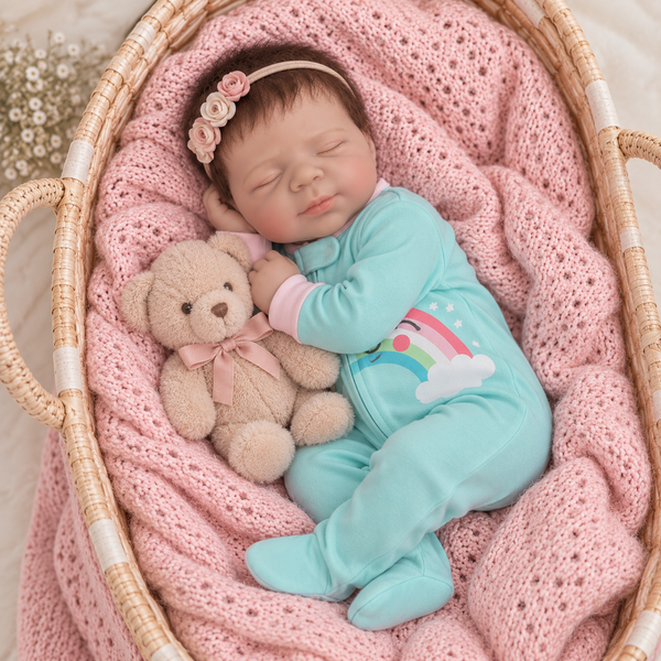 Muñeca Reborn Baby Amaranta Sweet Rainbow Pelo Recien Nacido 20" Silicón Sólido 100%