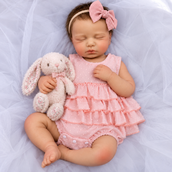 Muñeca Reborn Baby Julia Pink Romper 20" Silicón Sólido 100%