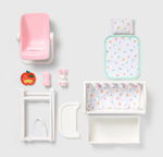 Set de cuna,  Silla Alta y accesorios Para Bebés Viajeras de 7 pulgadas ( no incluye muñeca)
