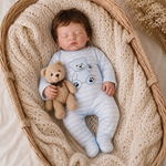 Muñeco Reborn Baby Oliver Teddy Stripes Pijamas 20" Silicón Sólido 100%