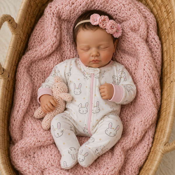 Muñeca Reborn Baby Sara Sweet Bunnies Pelo Recien Nacido 20" Silicón Sólido 100%