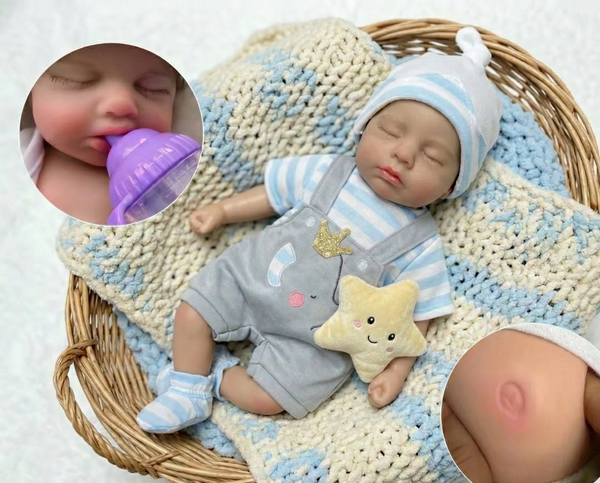 Muñeco Reborn Twin Baby Emilio 13" Silicón Sólido 100%