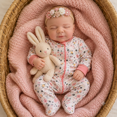 Muñeca Reborn Baby Amaranta Flowers 20" Silicón Sólido 100%