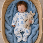 Muñeco Reborn Baby Dilan Teddy Blue Pijamas 20" Silicón Sólido 100%